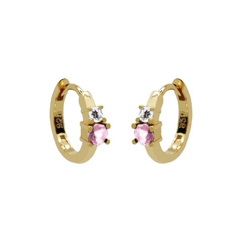 Karma Plain Hinged Hoops The PINK Double Goldplated 12MM