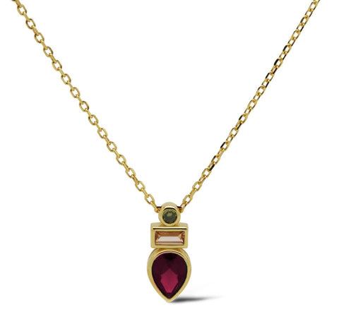 Karma Necklace Necklace JULIA Goldplated RUBY RED