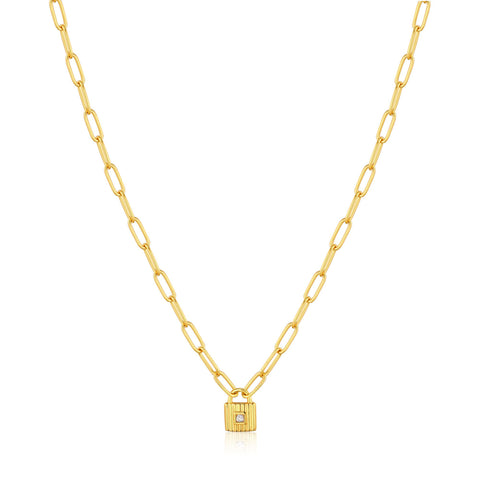 Halsketting Ania Haie gold chunky chain padlock necklace
