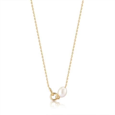 Ania Haie halsketting Gold Pearl Link Chain Necklace
