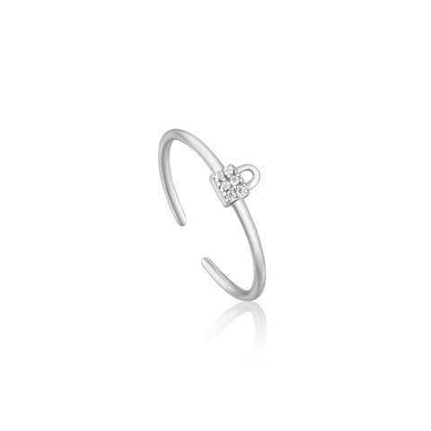 Ring Ania Haie Silver Padlock Sparkle Adjustable Ring