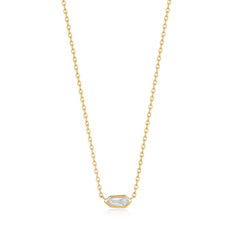 Ania Haie halsketting Gold Sparkle Emblem Chain Necklace
