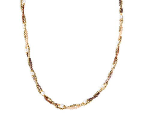 Day & Eye by Go Dutch Label Double Twisted Pearly Necklace - 14K + brown