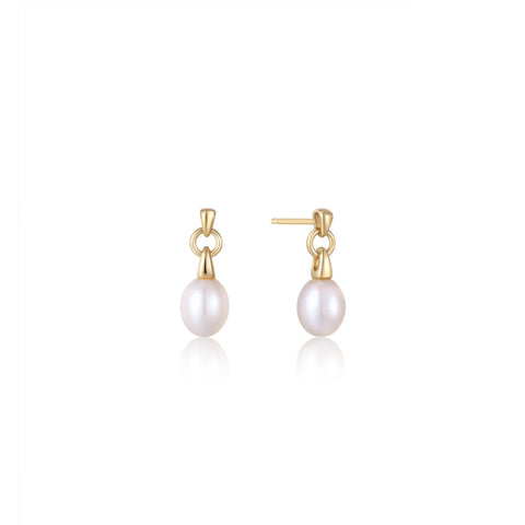 Ania Haie Oorbellen Gold Pearl Drop Stud Earrings