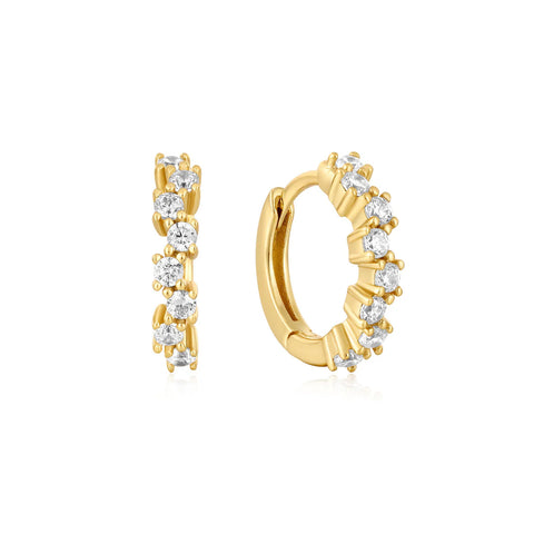 Ania Haie oorbellen Gold Sparkle Cluster Huggie Hoop Earrings