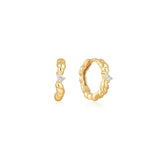 Ania Haie Oorbellen Gold Twisted Wave Huggie Hoop Earrings