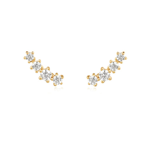 Ania Haie oorbellen Gold Sparkle Climber Studs