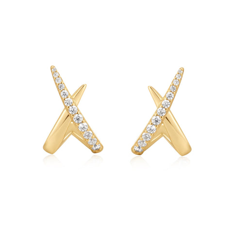 Ania Haie oorbellen Gold Kiss Polished Pavé Studs