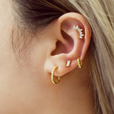 Ania Haie oorbellen Gold Texture Medium Huggie Hoop Earrings