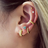 Ania Haie oorbellen Gold Bold Texture Small Huggie Hoop Earrings