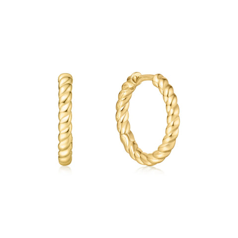 Ania Haie oorbellen Gold Texture Medium Huggie Hoop Earrings