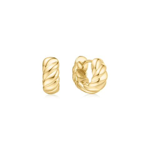 Ania Haie oorbellen Gold Bold Texture Small Huggie Hoop Earrings