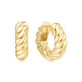Ania Haie oorbellen Gold Bold Texture Medium Huggie Hoop Earrings