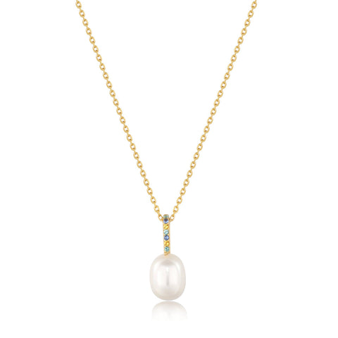 Ania Haie Halsketting Gold Gem Pearl Drop Pendant Necklace