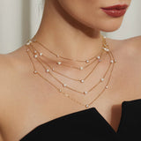 Halsketting Ania Haie Gold Shell Pearl Station Chain Necklace