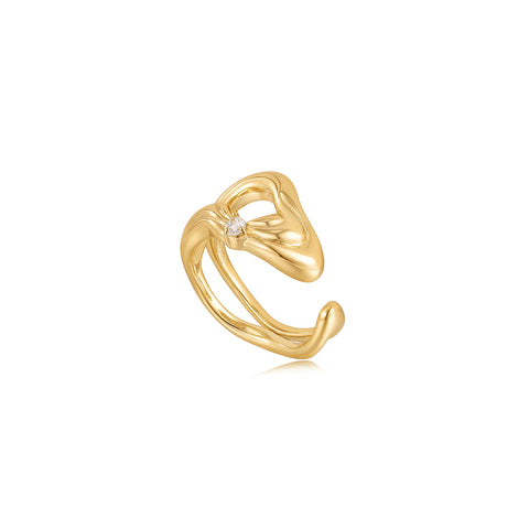 Ring Ania Haie Gold Twisted Wave Wide Adjustable Ring