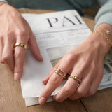 Ania Haie Gold Shell Pearl Sparkle Interlock Ring