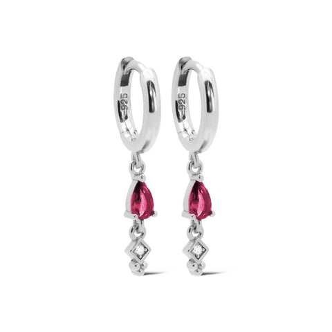 Hinged Hoops MINA Drop Ruby Goldplated