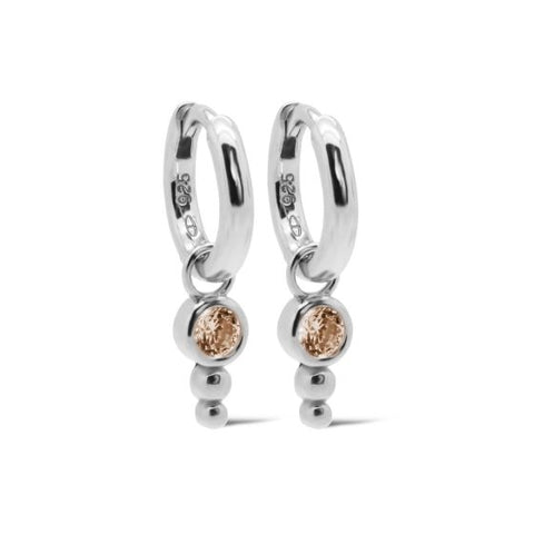 Hinged Hoops NINA Dot CARAMEL Silver