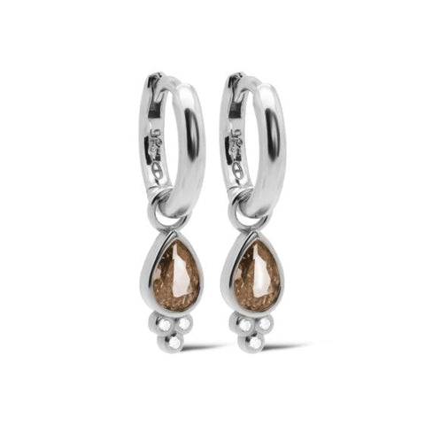 Hinged Hoops HERA Drop CARAMEL Silver