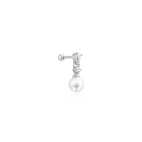 Ania Haie Silver Shell Pearl Dangling Barbell Single Earring