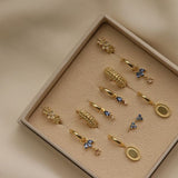 Hinged Hoops Duo JEANS BLUE Drop Goldplated