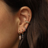 Hinged Hoops Duo JEANS BLUE Drop Goldplated