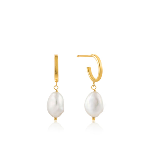 Ania Haie Oorbellen Gold Pearl Mini Hoop Earrings