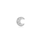 Ania Haie Siver Pave Crescent Moon Barbell Single Earring