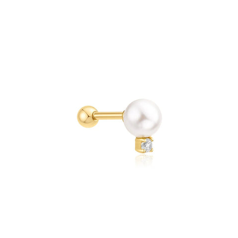 Ania Haie Gold Shell Pearl Sparkling accent Barbell Single Earring