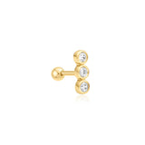 Ania Haie Gold Triple Stone Bezel Barbell Single Earring