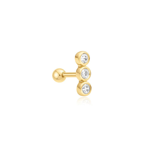 Ania Haie Gold Triple Stone Bezel Barbell Single Earring