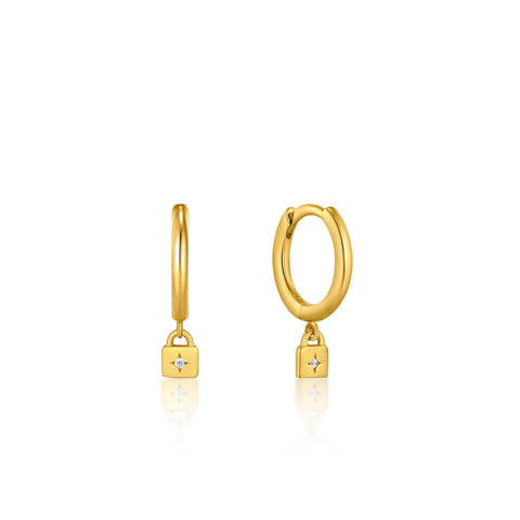Oorbellen Ania Haie Gold Padlock Huggie Hoop Earrings