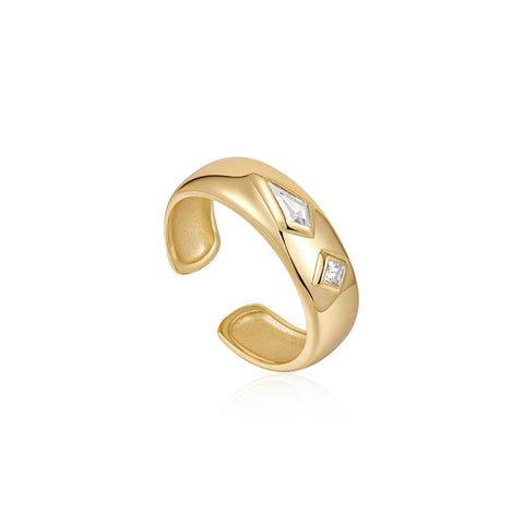 Ring Ania Haie Gold Sparkle Emblem Thick Band Ring