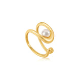Ring Ania Haie Gold Pearl Sculpted Adjustable Ring