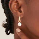 Ania Haie Oorbellen Gold Pearl Drop Sparkle Huggie Hoop Earrings